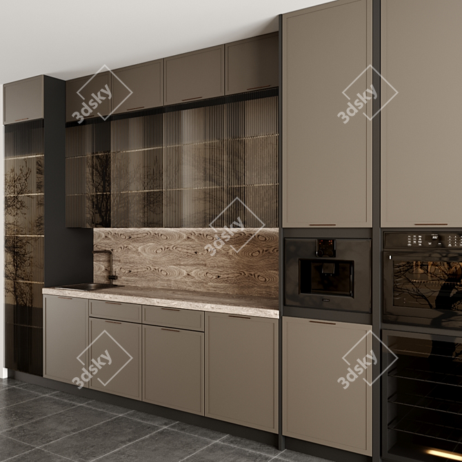 Modern Kitchen Interior Design 3D model image 3