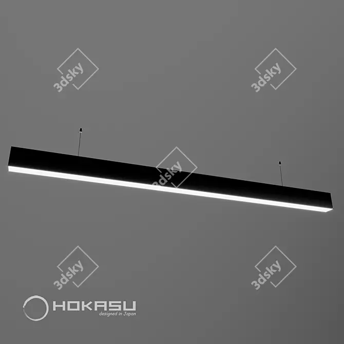 Sleek Black Linear Luminaire 3D model image 3