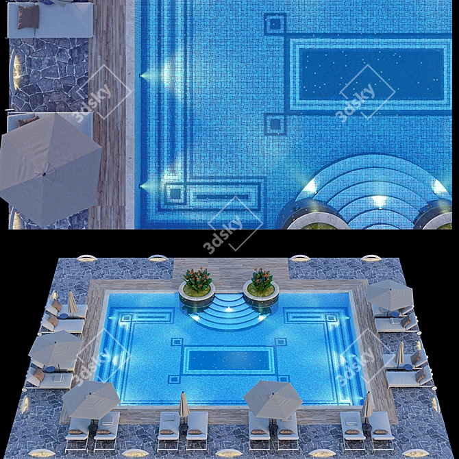 Luxurious Flexform Swimming Pool Set 3D model image 2