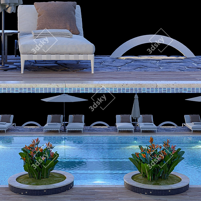 Luxurious Flexform Swimming Pool Set 3D model image 3