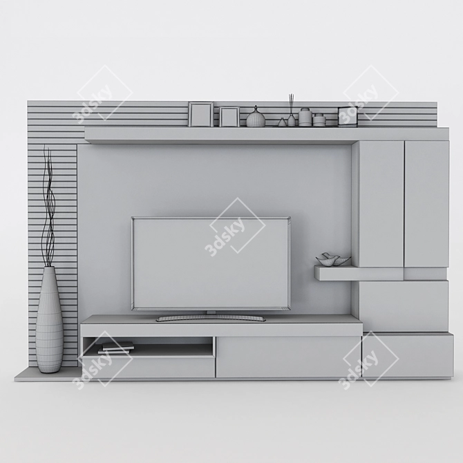 Sleek Wall-Mounted TV Stand 3D model image 3