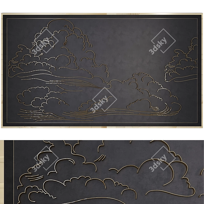 Golden Clouds Wall Decor 3D model image 1