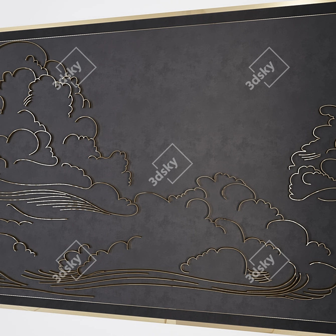 Golden Clouds Wall Decor 3D model image 2