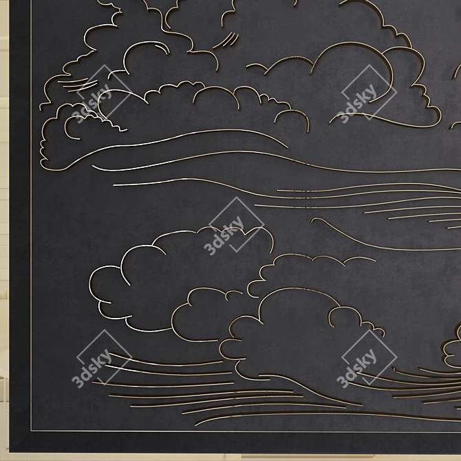 Golden Clouds Wall Decor 3D model image 3