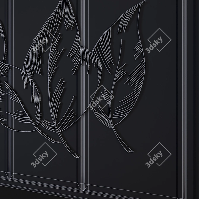 Golden Leaf Wall Decor 3D model image 4