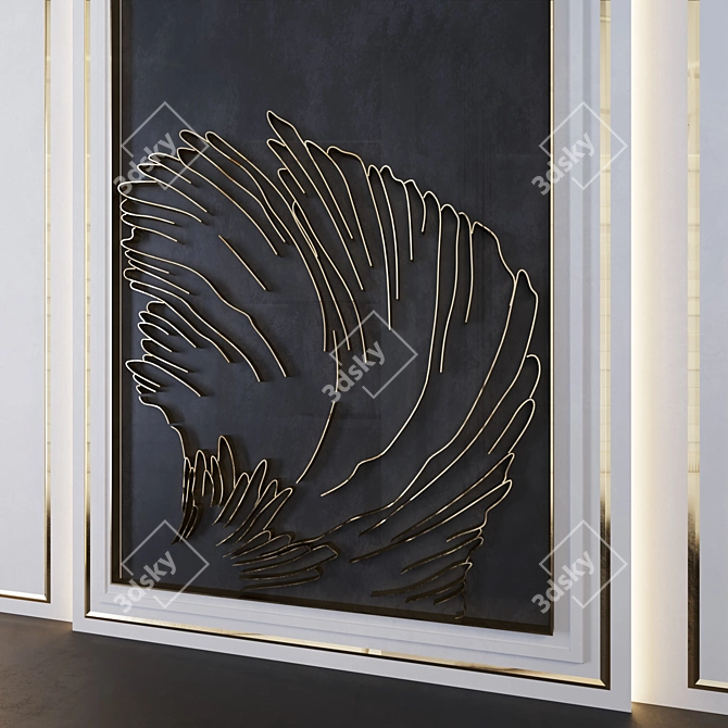 Title: WaveSteel Wall Art 3D model image 4