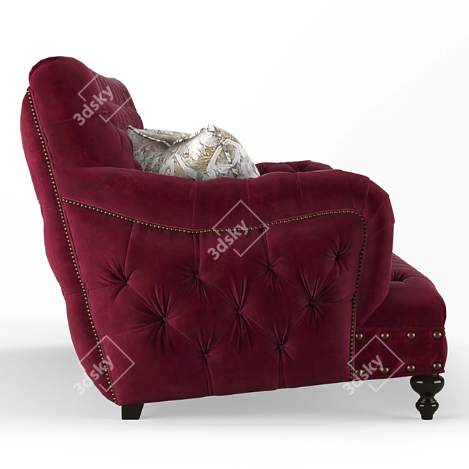 Elegant Tufted Sara Sofa - Handcrafted with Maple Frame 3D model image 3