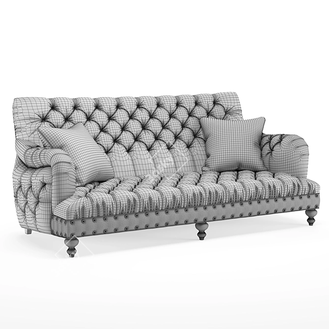 Elegant Tufted Sara Sofa - Handcrafted with Maple Frame 3D model image 4