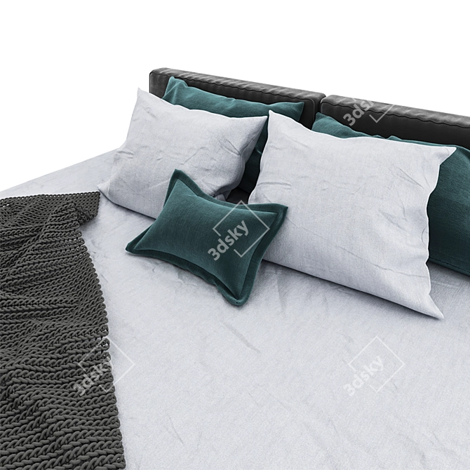 Contemporary Knitted Blanket Bed 3D model image 2