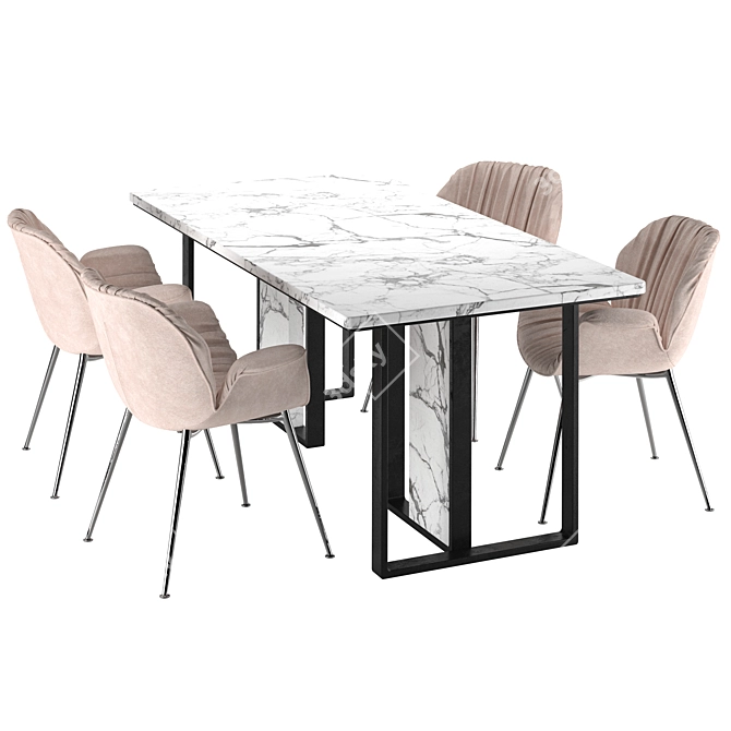 Modern Dining Table Set 3D model image 1