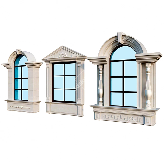 Elegant Classic Style Windows 3D model image 1