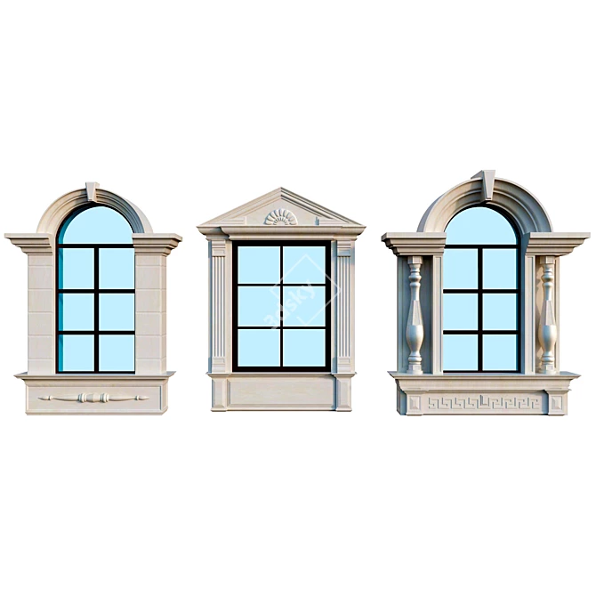 Elegant Classic Style Windows 3D model image 2