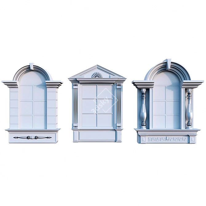 Elegant Classic Style Windows 3D model image 3