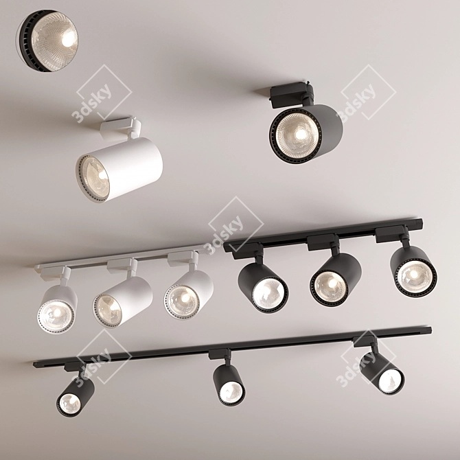 Sleek LED Track Light - Black/White | 220-260V 3D model image 1