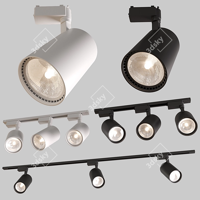 Sleek LED Track Light - Black/White | 220-260V 3D model image 4