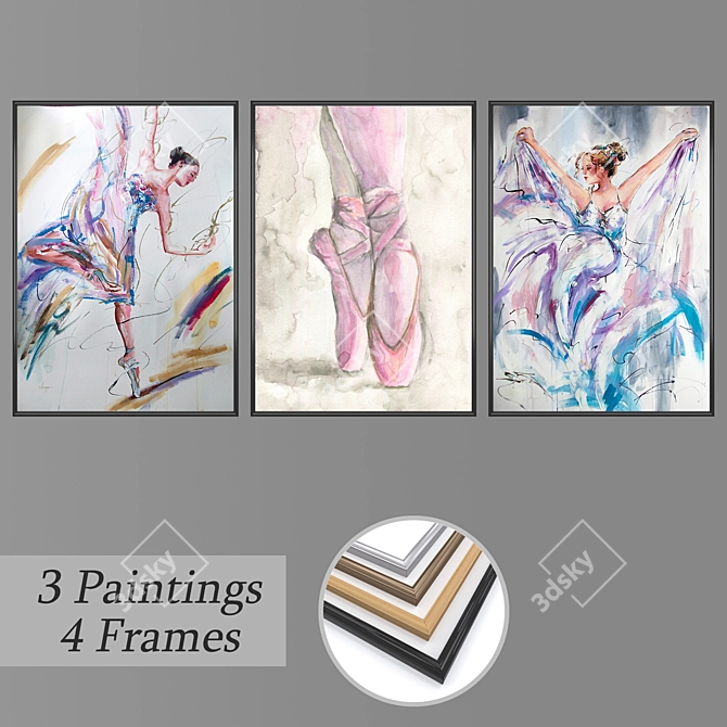 Artistic Wall Painting Set 3D model image 1