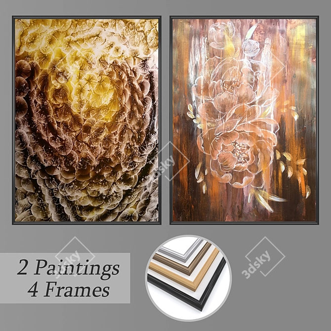 Versatile Set of 2 Wall Paintings 3D model image 1