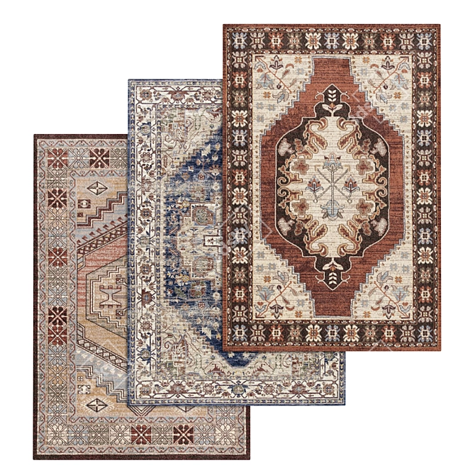 Luxury Carpet Set: High-Quality Textures (3 Pieces) 3D model image 1
