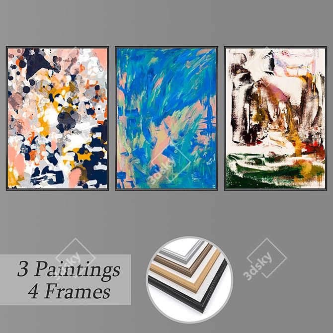 Modern Wall Art Set with Multiple Frames 3D model image 1