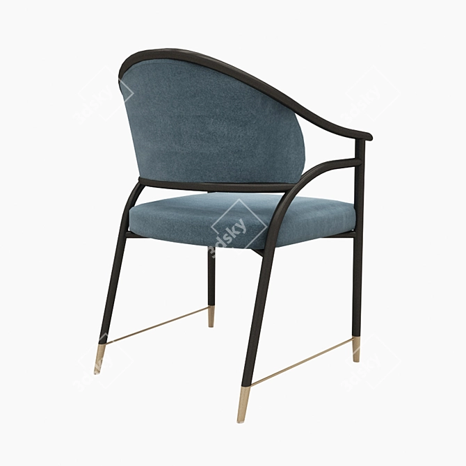 Elegant Chinese LowPoly Chair 3D model image 2