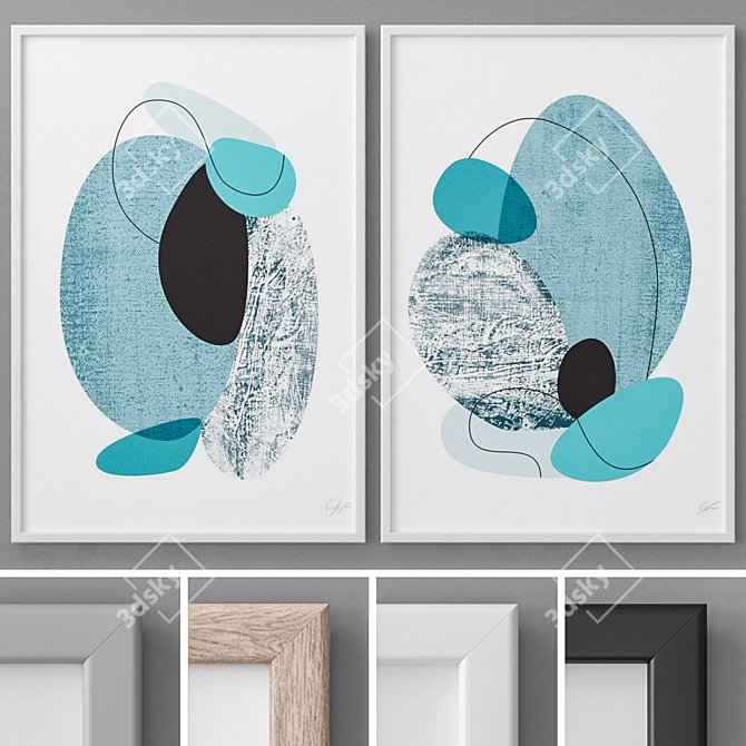 Modern Abstract Photo Frames Set 3D model image 1