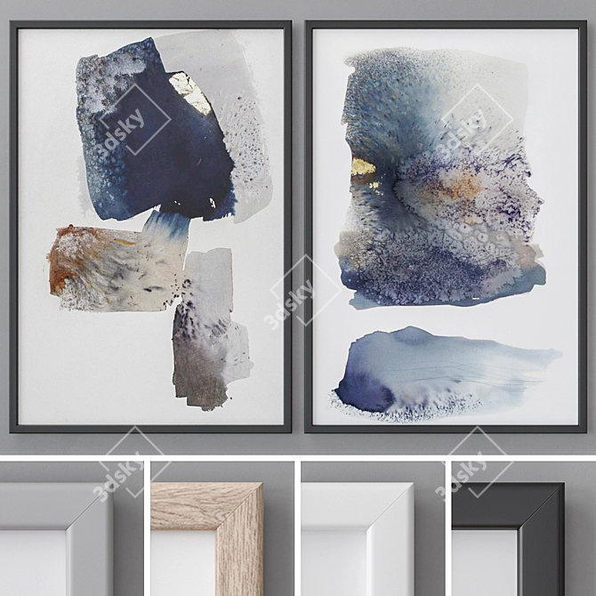 Modern Abstract Paintings Set 3D model image 1