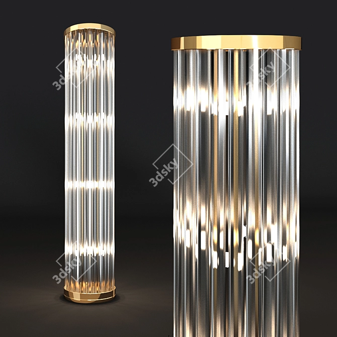 Gold Metal Glass Floor Lamp 3D model image 1