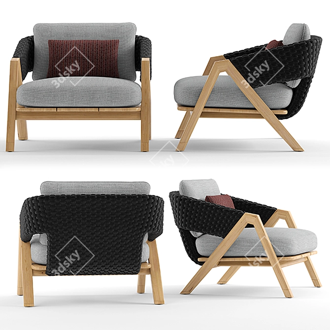 Ethimo Knit Armchair: Modern and Stylish Seating Solution 3D model image 2