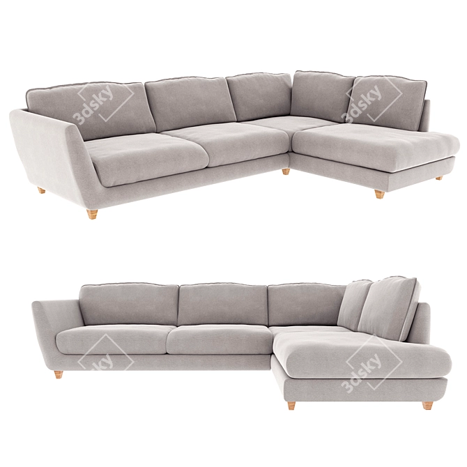 Modern Dark Gray Corner Sofa 3D model image 1