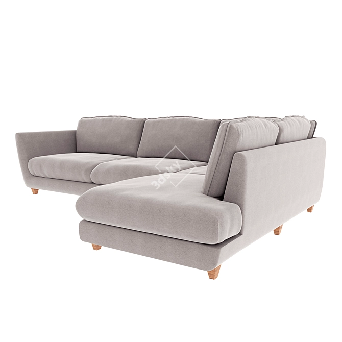 Modern Dark Gray Corner Sofa 3D model image 2