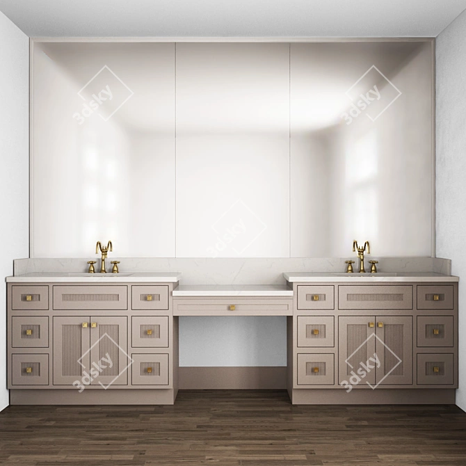 Space-Saving Bathroom Furniture Set 3D model image 1