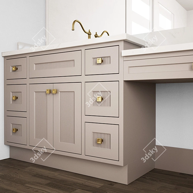 Space-Saving Bathroom Furniture Set 3D model image 3