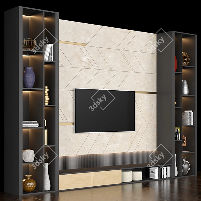 Sleek and Spacious TV Stand 3D model image 2