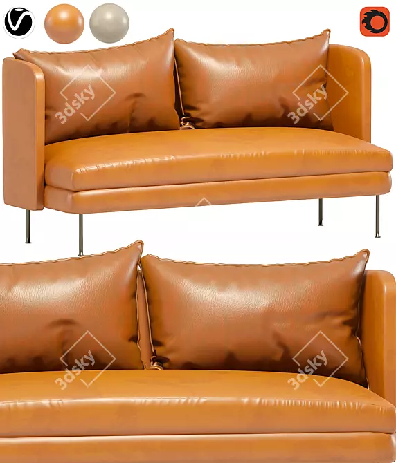 Modern Bloke 60 Leather Sofa 3D model image 1