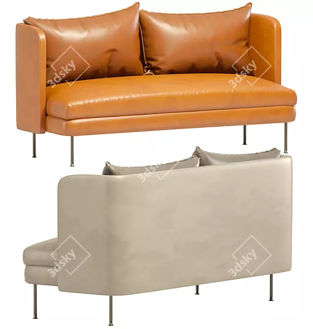 Modern Bloke 60 Leather Sofa 3D model image 2