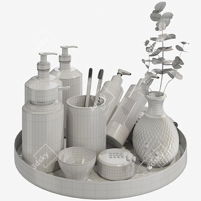  Bathroom Bliss: Zara Home Decor Set 3D model image 3