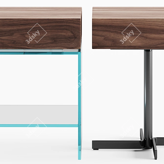 Sleek Light Bedside Table 3D model image 3