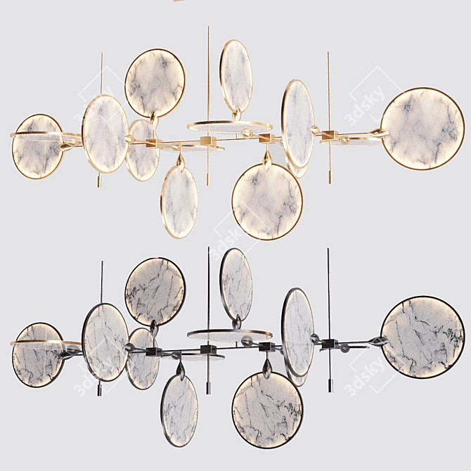 Chandelier Nebula L: Elegant Brass/Black Pendant 3D model image 1