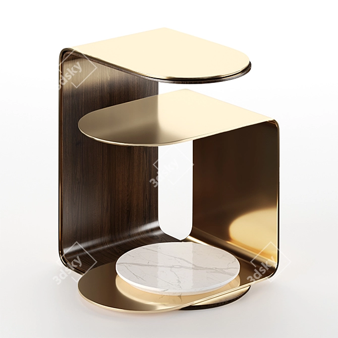 Luxury Oak Veneer Power Side Table 3D model image 3