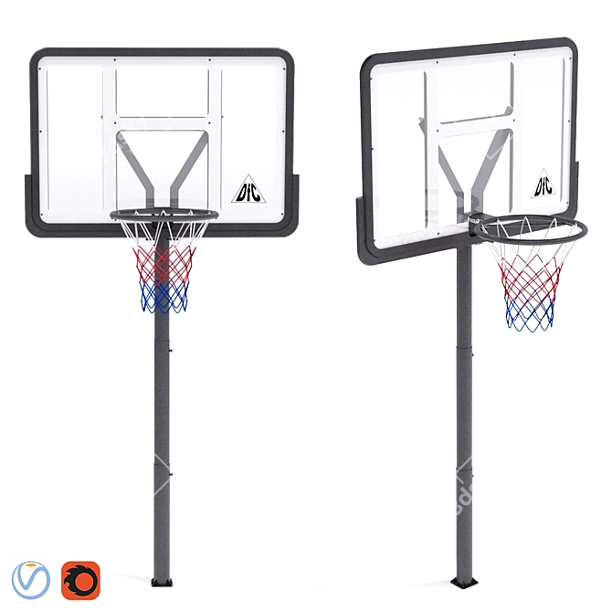 DFC ING44P3 Basketball Rack: Stationary Design 3D model image 1