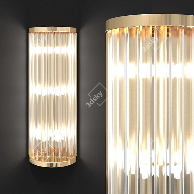 Elegant Gold Sconce with Glass Strips 3D model image 1