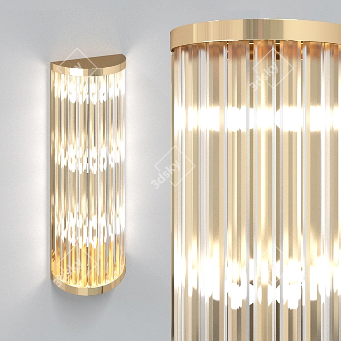 Elegant Gold Sconce with Glass Strips 3D model image 2