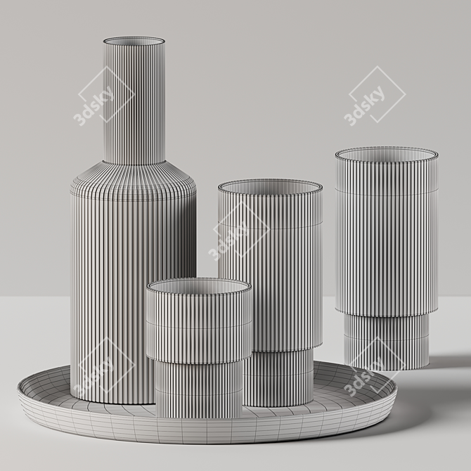 Elegant Glassware Set 3D model image 4