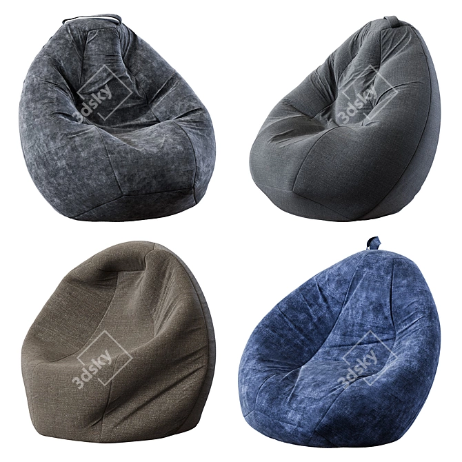 Cozy Bean Bags Set 3D model image 1