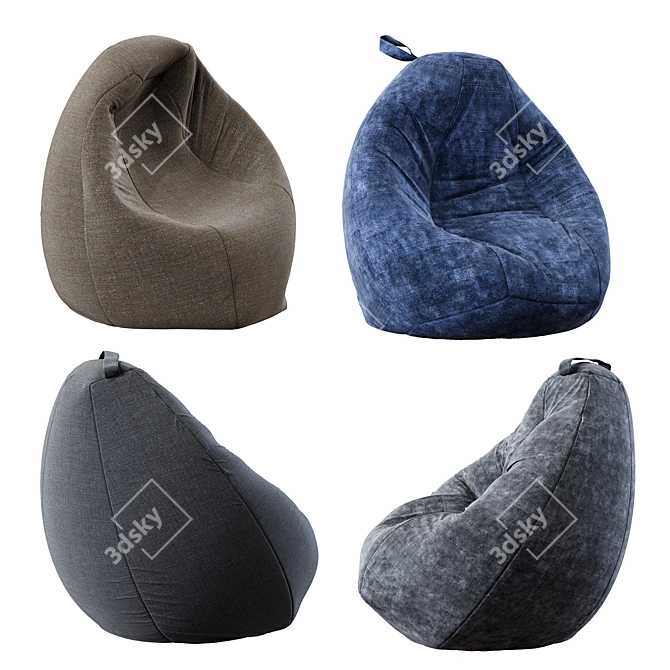 Cozy Bean Bags Set 3D model image 3