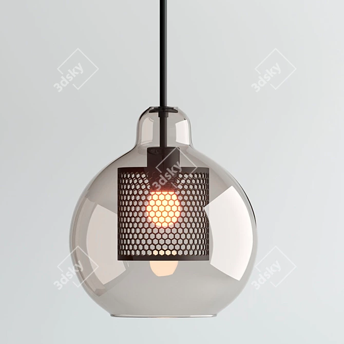 Industrial Glass Pendant Lights Set 3D model image 3