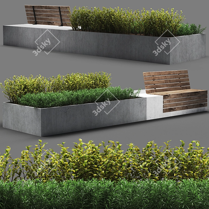 Sleek Poly Bench 3D model image 1