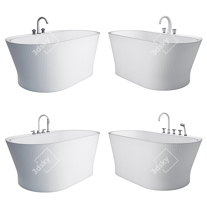 Elegant Monceau Freestanding Bathtub 3D model image 3