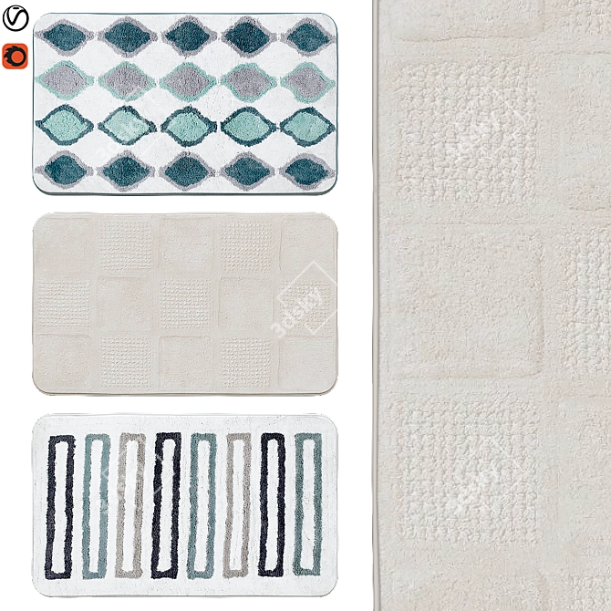 Modern Bath Mats | Set of Ten 3D model image 1