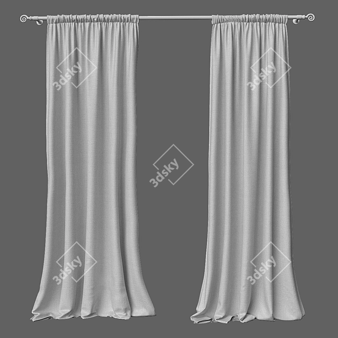 Linen Sheer Curtain 3D model image 1